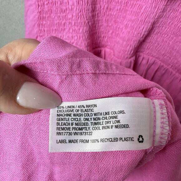Ava & Viv Pink Linen Blend Ruffle Sleeves Dress Sundress Women’s Plus 1X - Picture 9 of 10